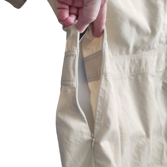 J Crew VTG Utility Shirt Dress-Tan-Side & Chest Pockets-Roll Tab Sleeves-Y2K-10 - Picture 9 of 11